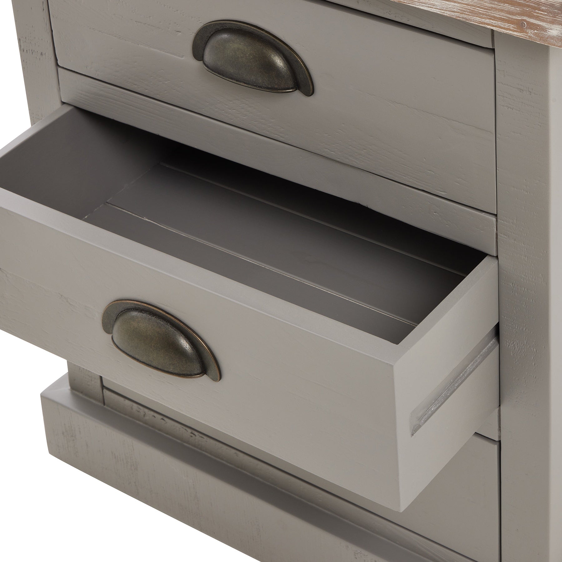 Hill Interiors "Oxley Three Drawer" Grey Bedside