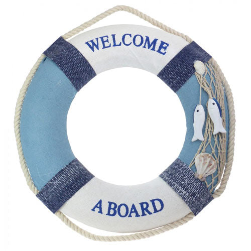 Nautical "Welcome Aboard" Light Blue Life Ring 31cm