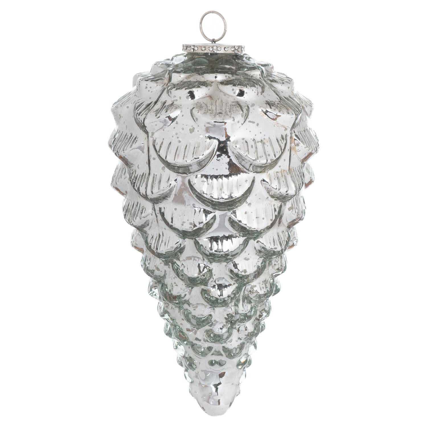 Hill Interiors Noel Collection XL Silver Teardrop Acorn Bauble