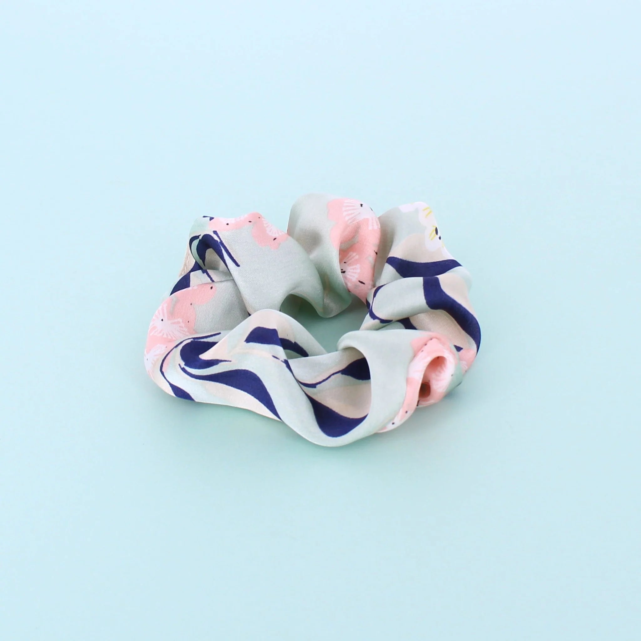 Millie Mae Duck Egg Blue "Cherry Blossom" Scrunchie