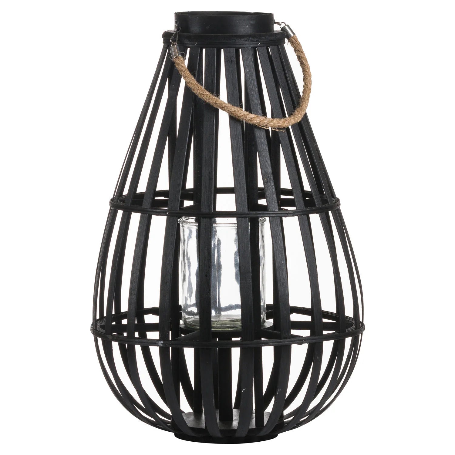 Hill Interiors Black Bulbous Floor Standing Lantern 60cm