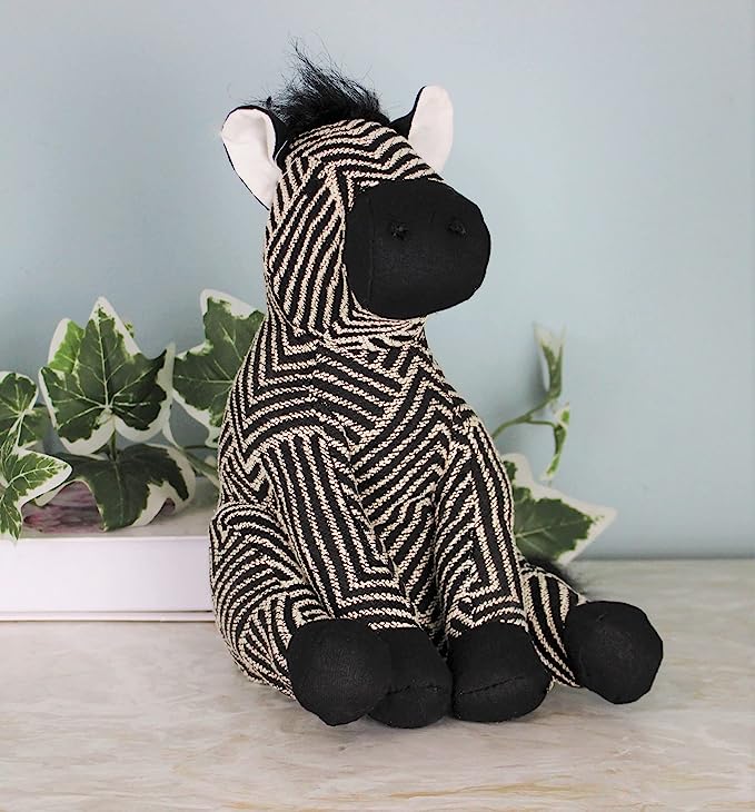 Fabric Black and White Striped "Zebra" Doorstop