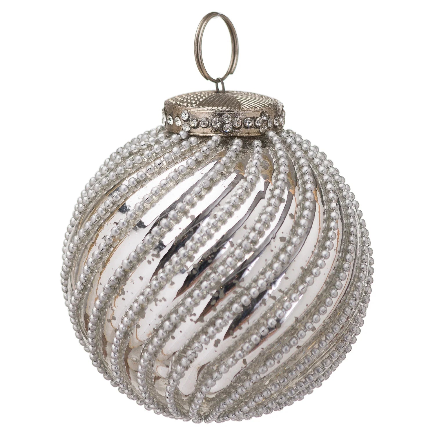 Hill Interiors Noel Collection Silver "Jewel Swirl" Bauble