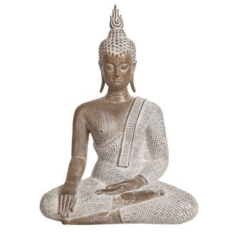 White & Beige Sitting Buddha Figurine 30cm