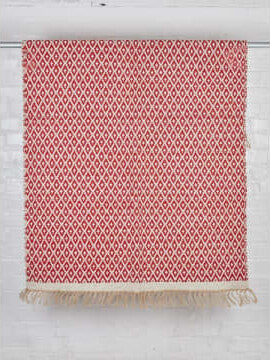 Indra Importer "Red Zig Zag" Chevron Recycled Cotton Rug