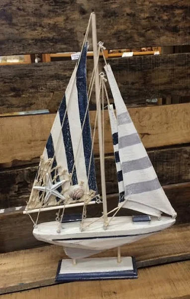 Nautical Navy & White Pinstriped "Sailing Yacht"