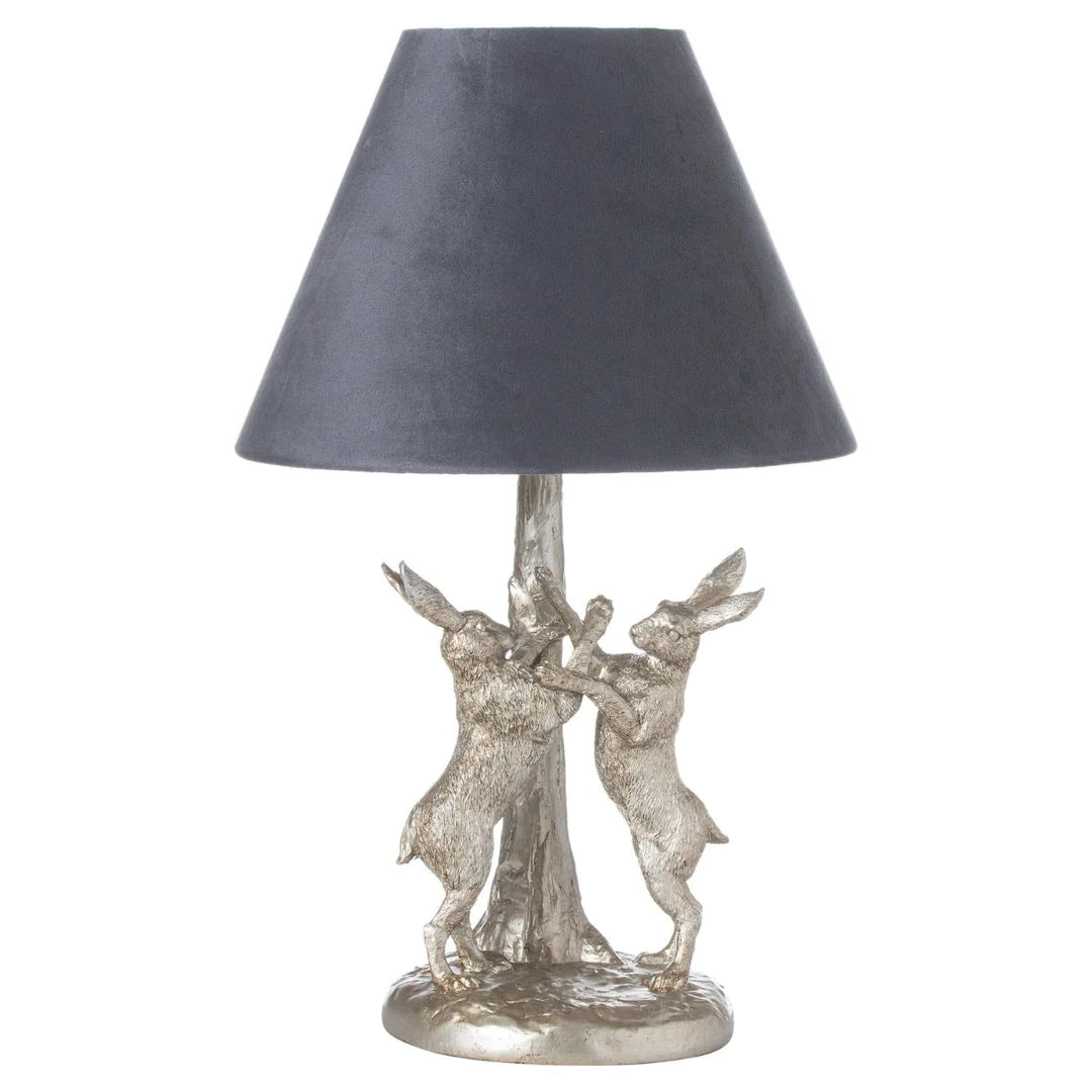 Hill Interiors Silver "Boxing Hares" Table Lamp