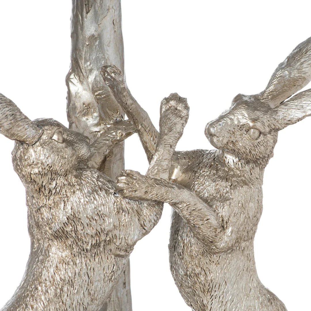 Hill Interiors Silver "Boxing Hares" Table Lamp