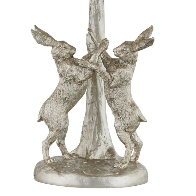 Hill Interiors Silver "Boxing Hares" Table Lamp