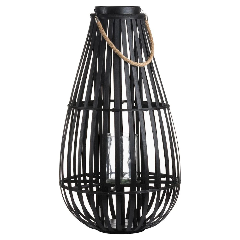 Hill Interiors Black Bulbous Floor Standing Lantern 80cm