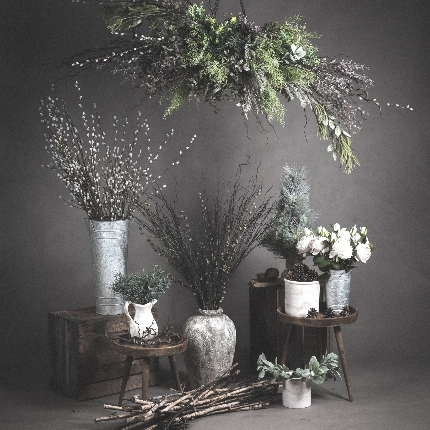 Hill Interiors Artificial "Pussy Willow Branch" Single Stem