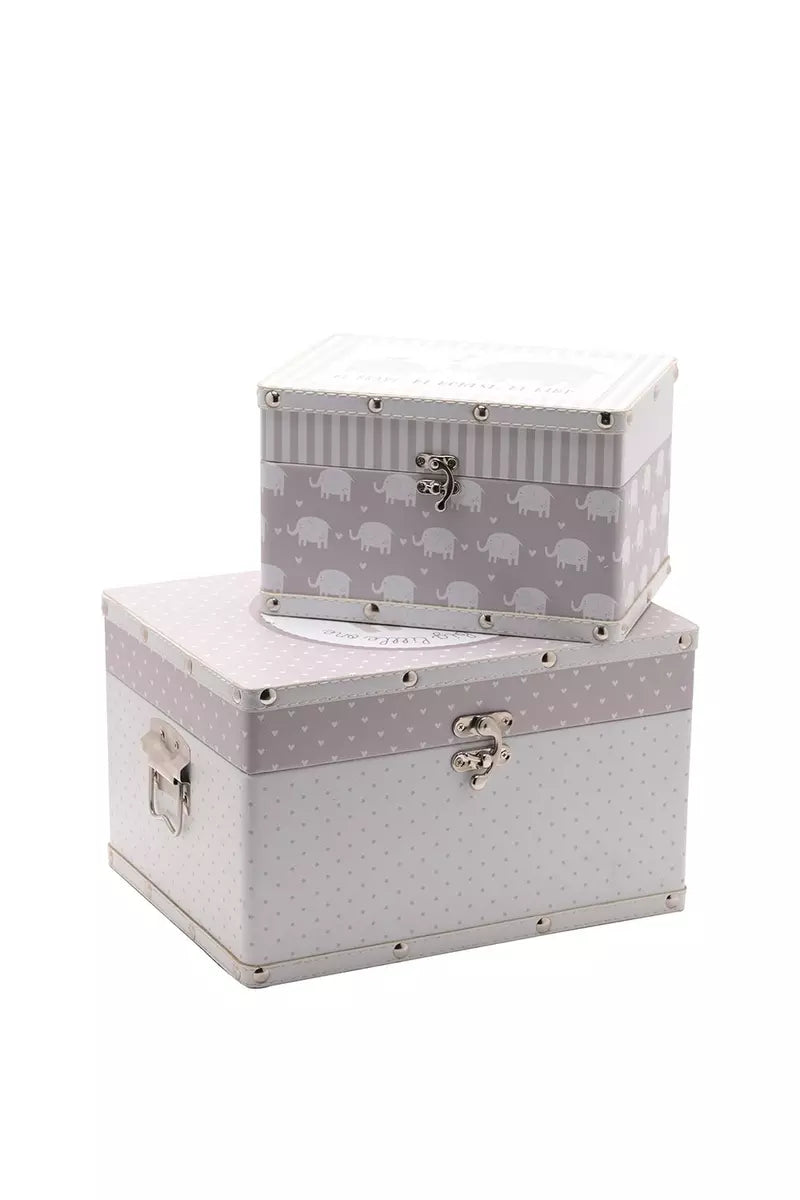 Petit Cheri Set Of Two "Neutral" Elephant Luggage Boxes