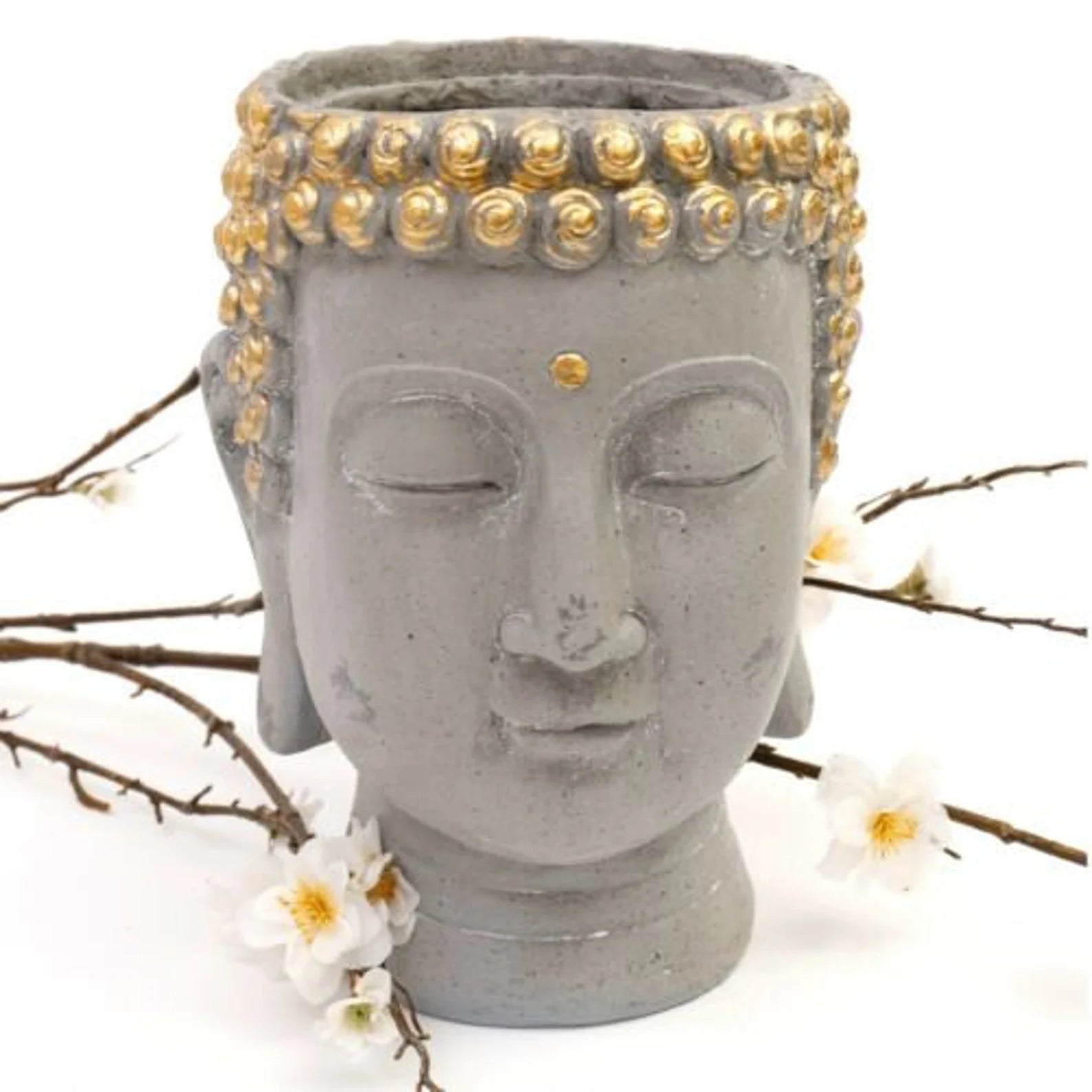 Antique Gold Effect Buddha Head Planter 22cm