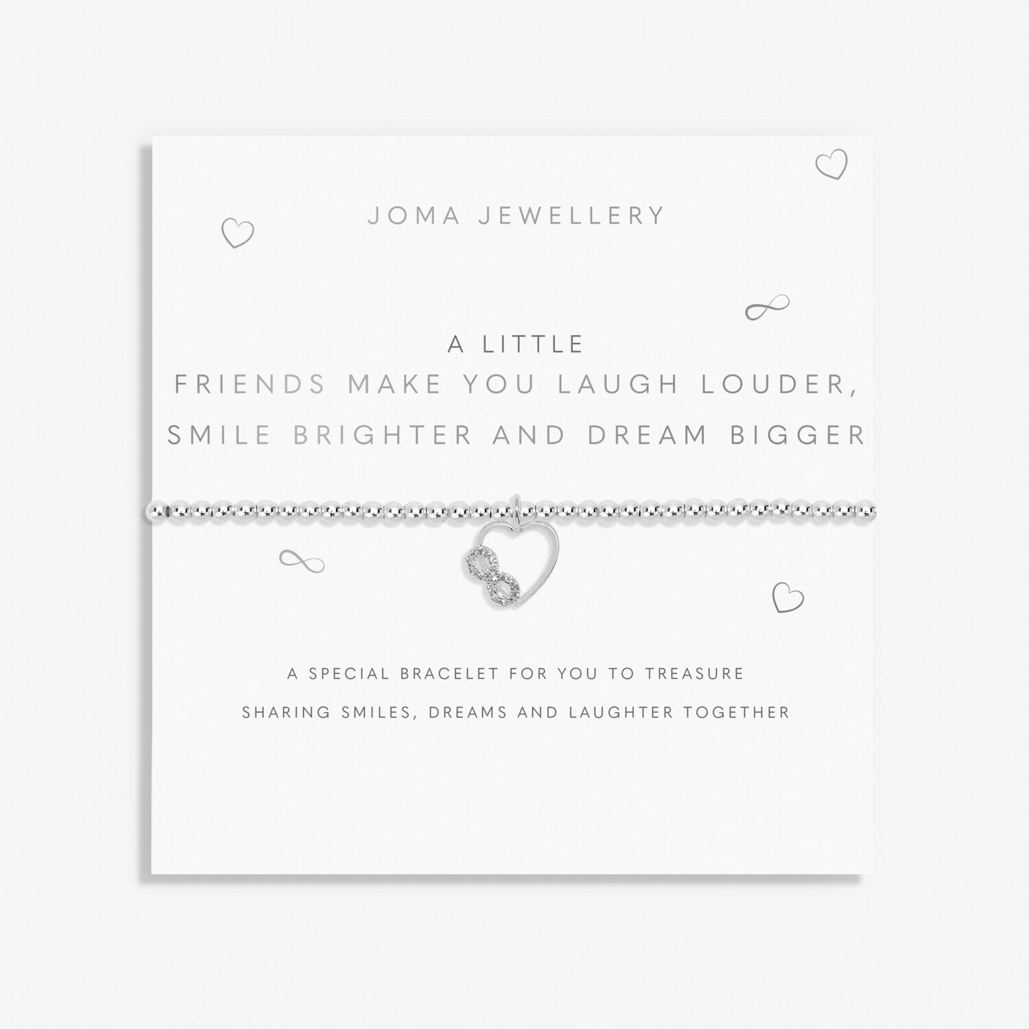 Joma Jewellery "Friends Make You Laugh Louder Smile Brighter And Dream Bigger" Silver Bracelet