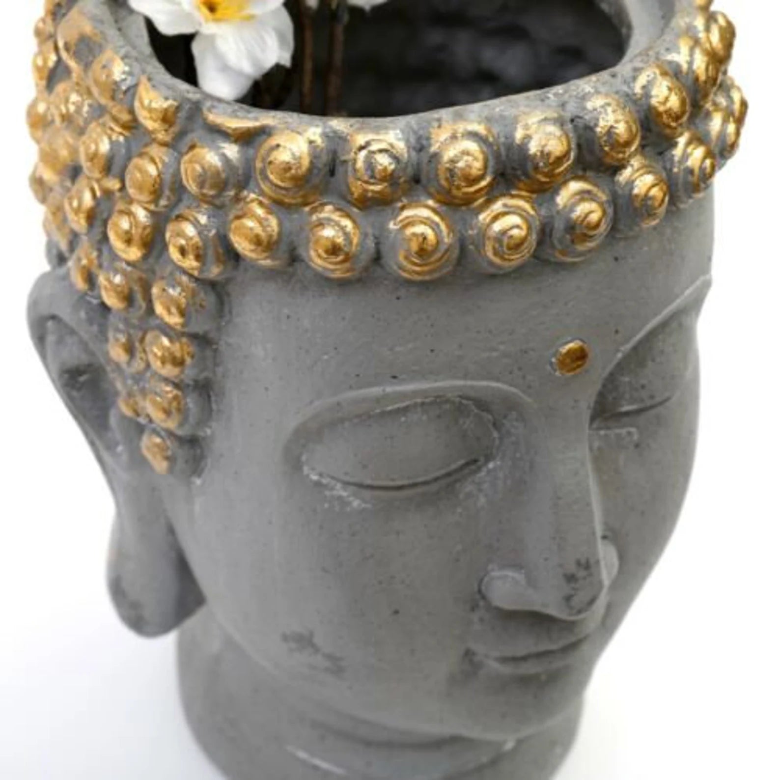 Antique Gold Effect Buddha Head Planter 22cm