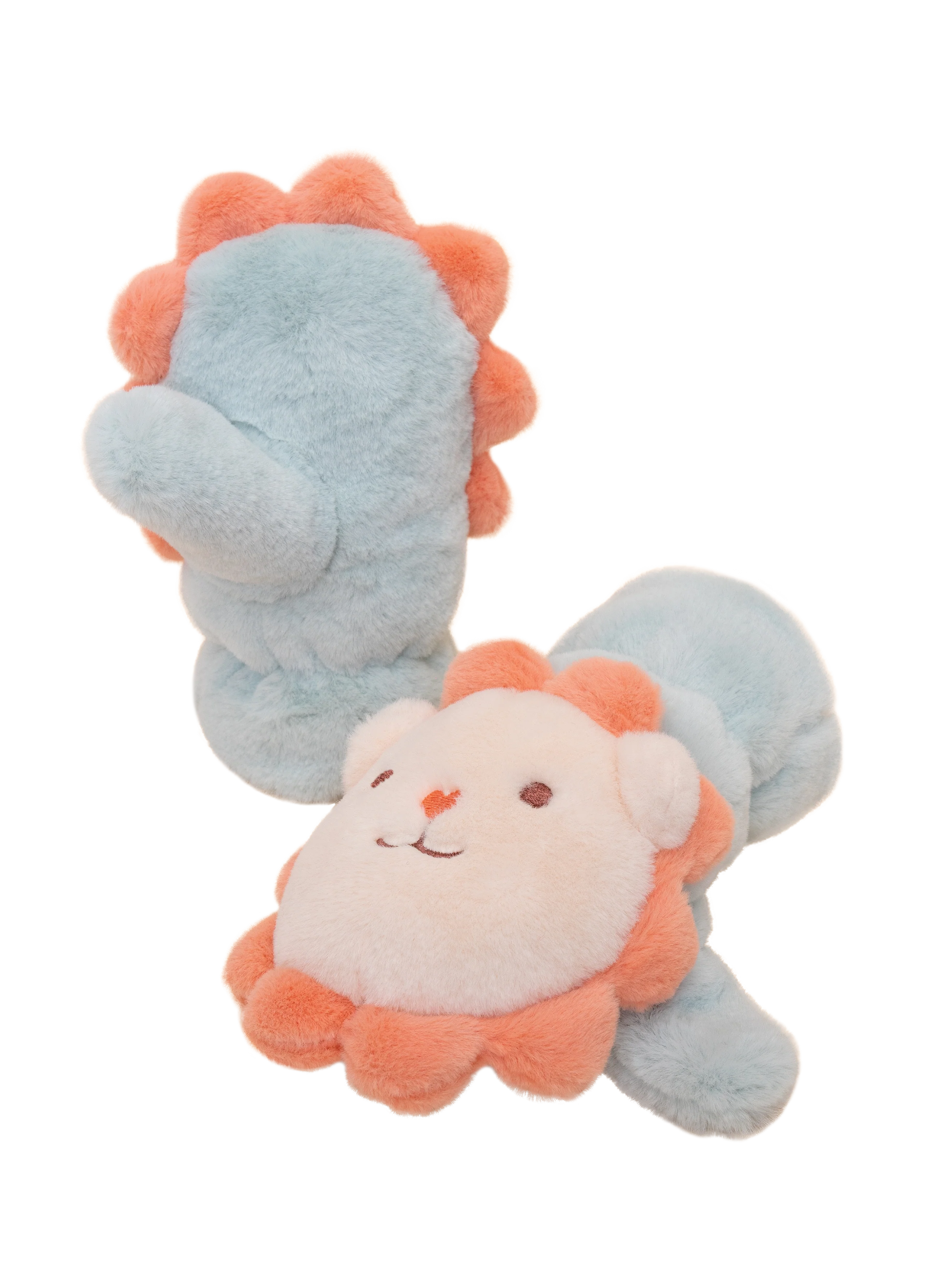 "Powder" Kids Cute Lion Fluffy Mittens - Ice