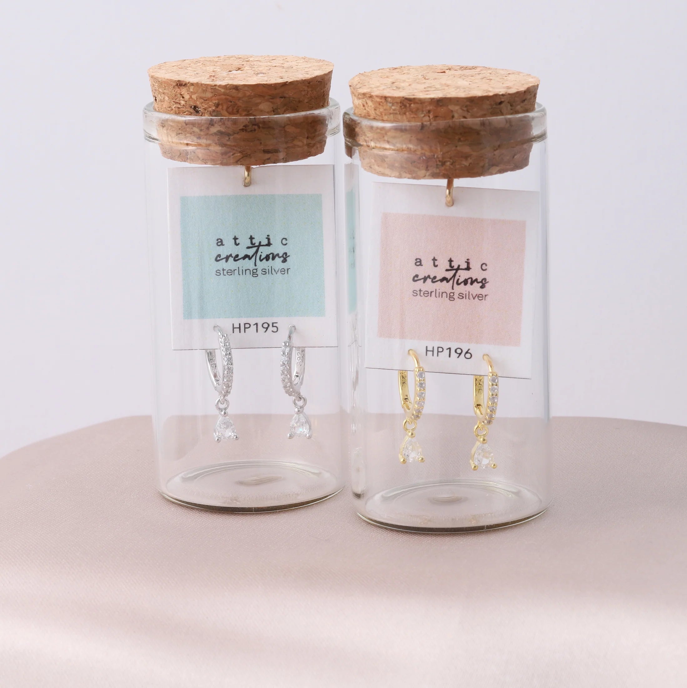 Silver Crystal Teardrop Earrings (Sterling Silver)