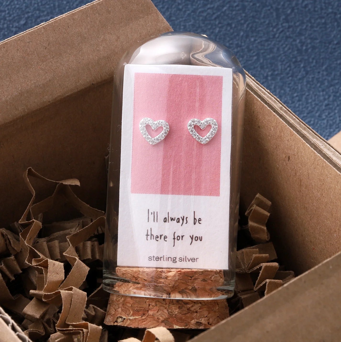 Silver Heart "I will always be there for you" earrings