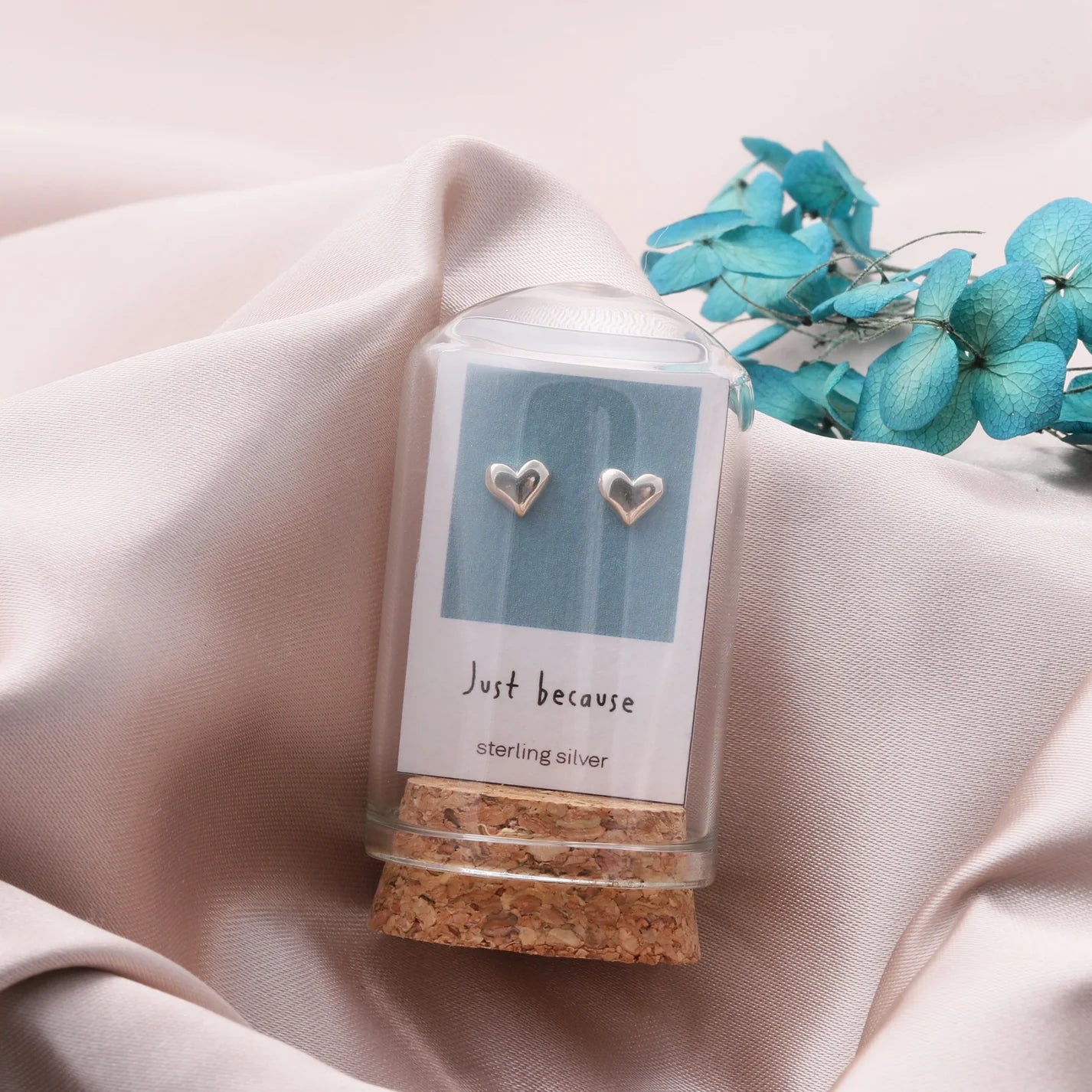 Silver "Just because" Heart Earrings