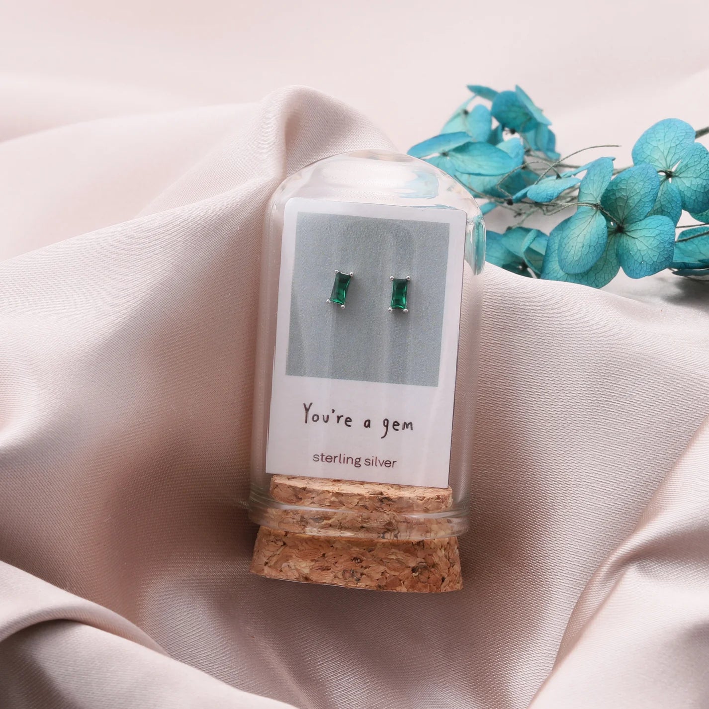 "You're A Gem" Emerald Earrings (Sterling Silver)