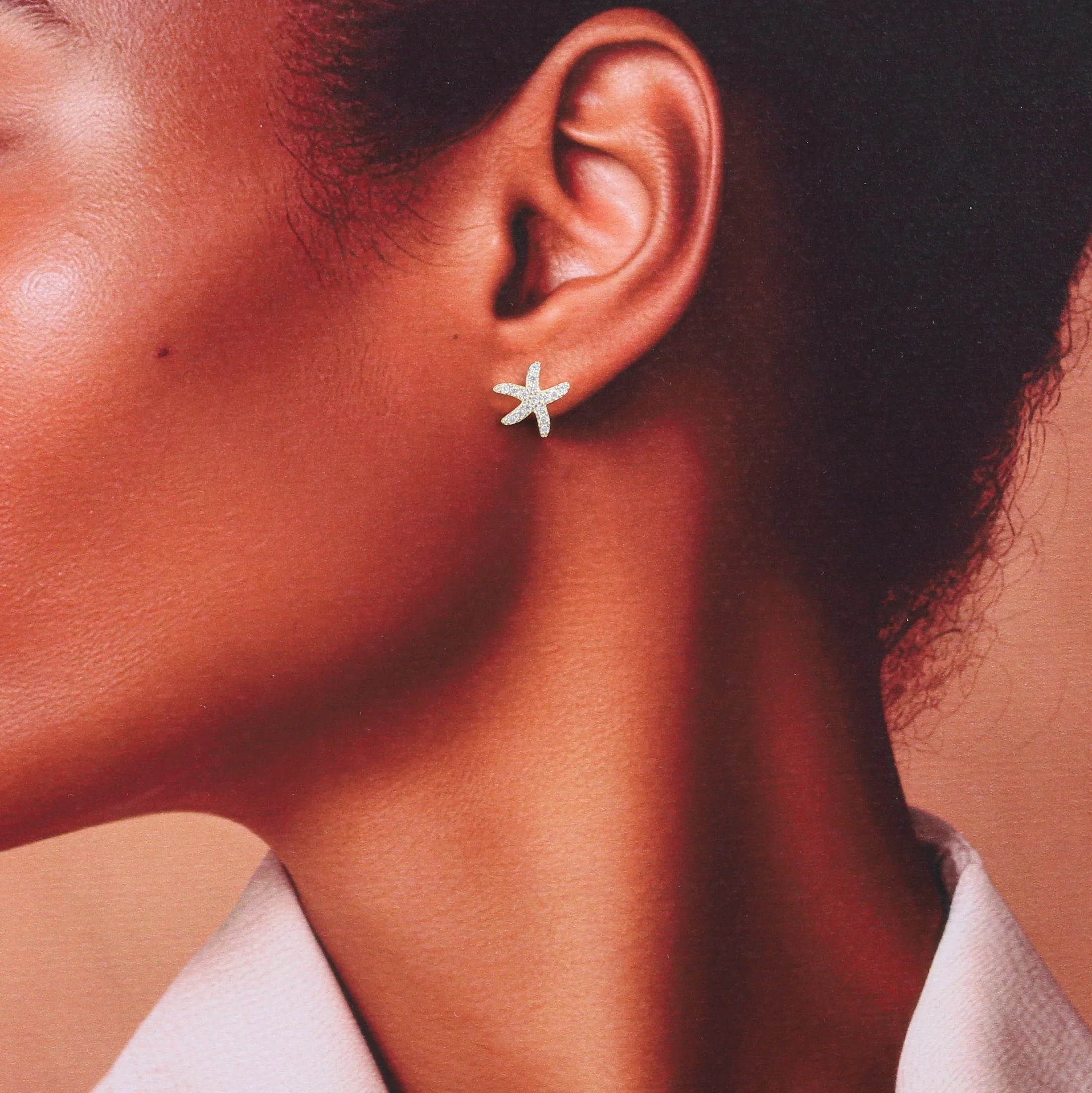 Silver Crystal Starfish earrings (Sterling Silver)