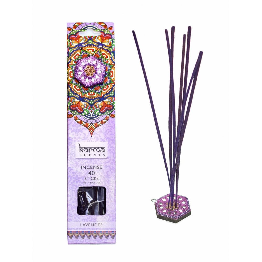 Karma Scents 40 Incense Sticks and Holder "Lavender"