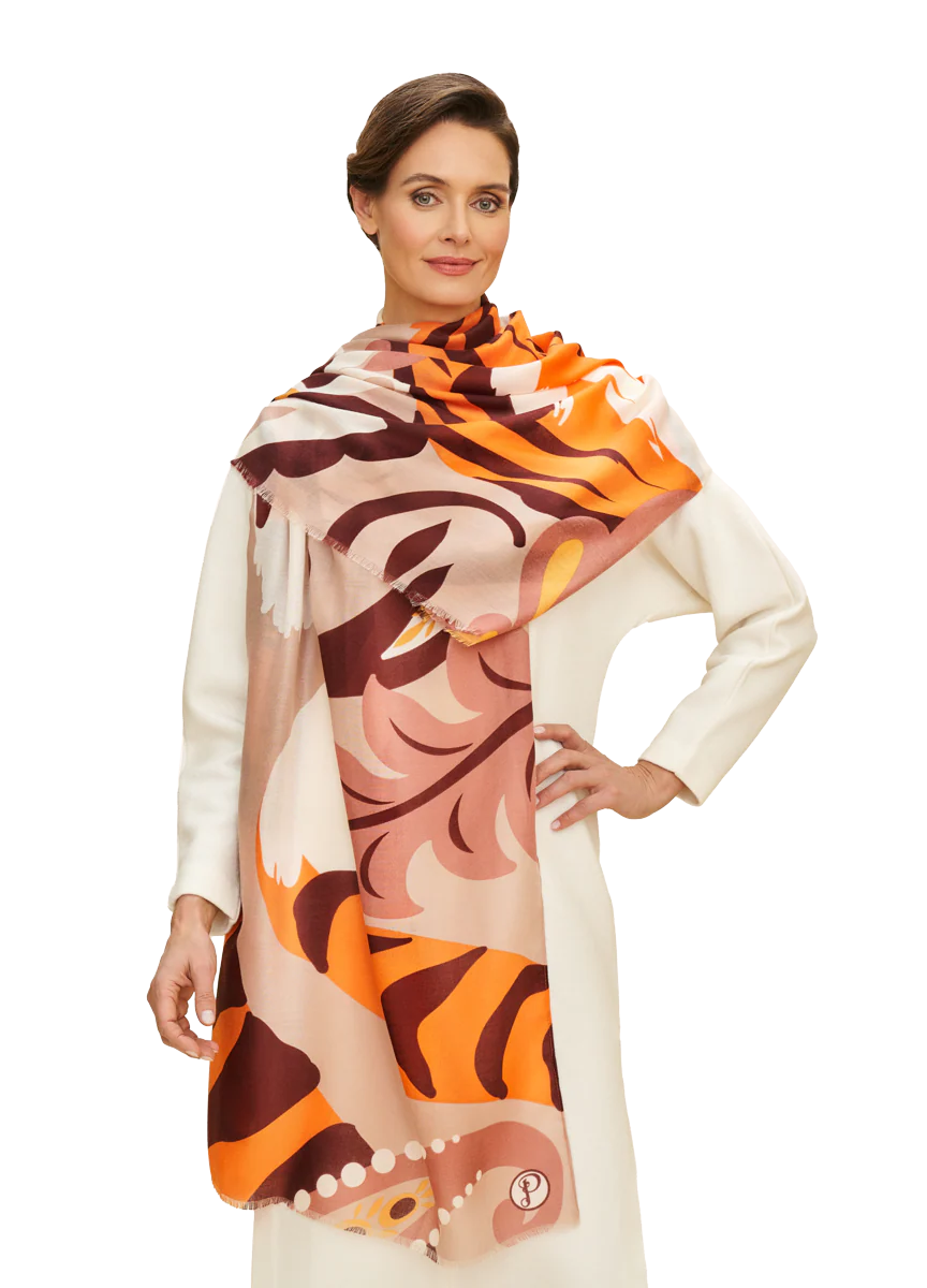 "Powder" Printed Thrill of the Tiger Scarf
