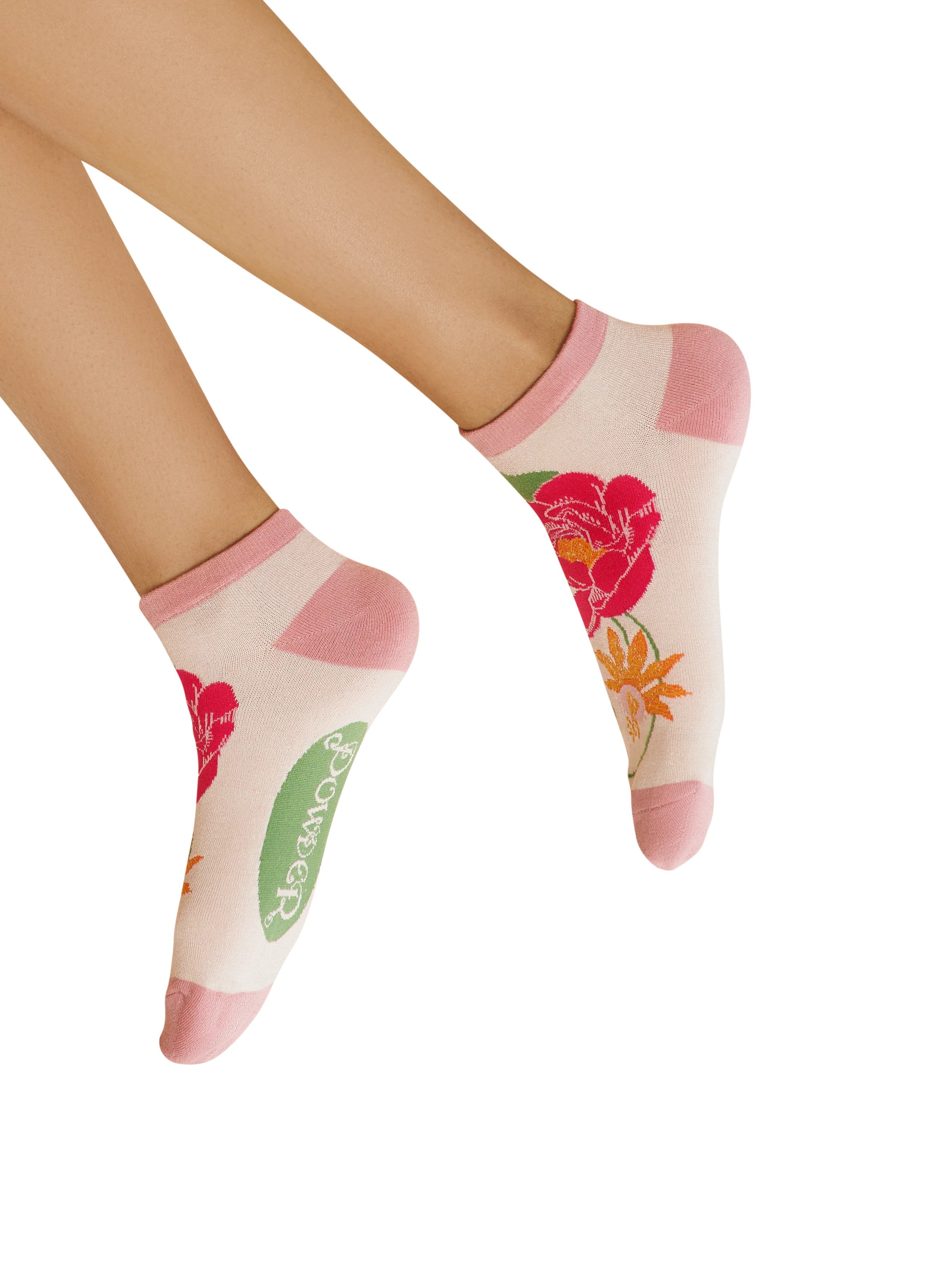 "Powder" Ladies - Tropical Flora Trainer Socks