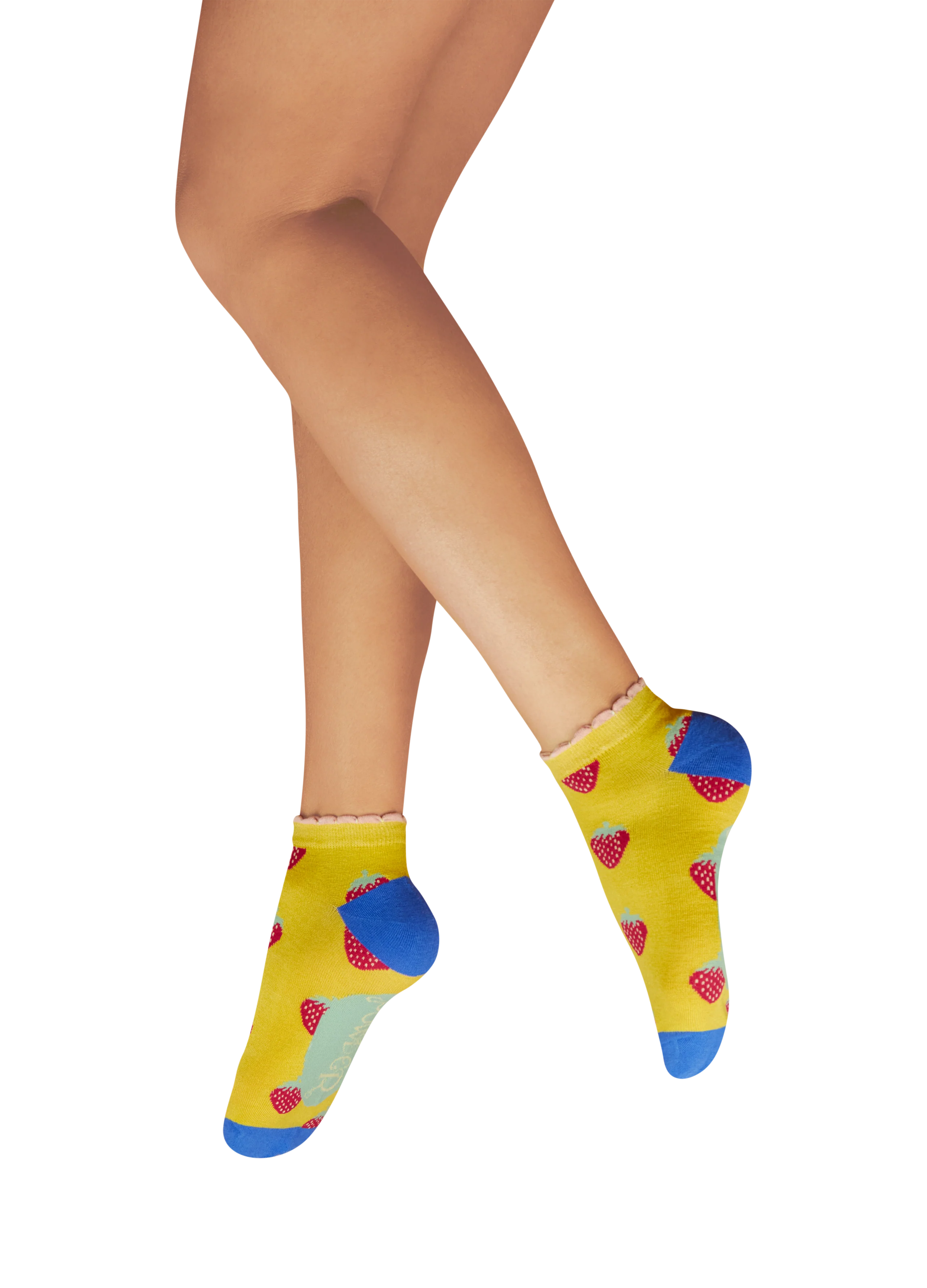 "Powder" Ladies Trainer Socks Succulent Strawberries - Mustard