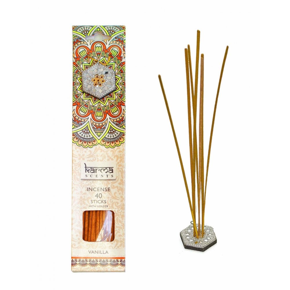 Karma Scents 40 Incense Sticks and Holder "Vanilla"