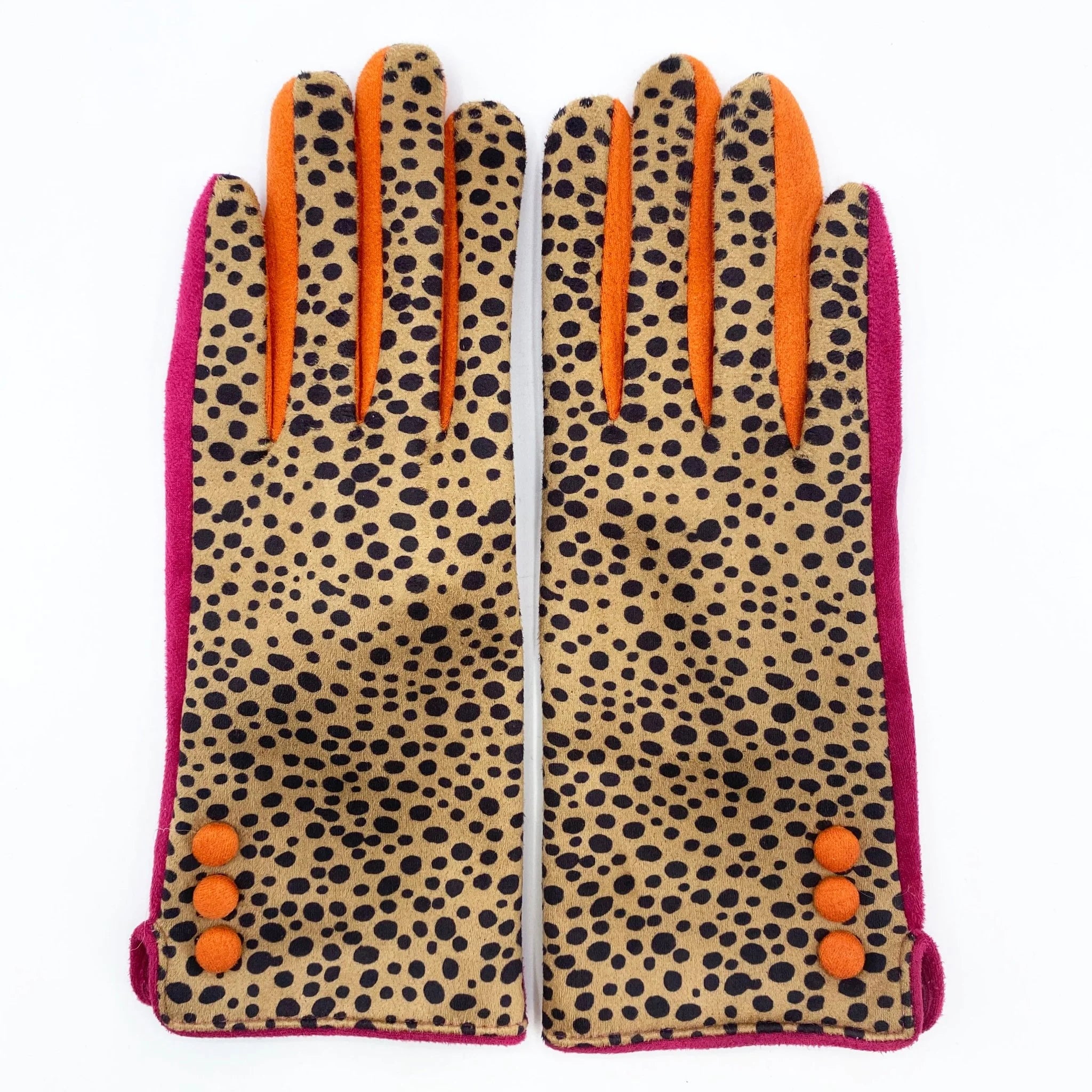 House Of Disaster "Animal Print 'Cheetah' Suedette Gloves