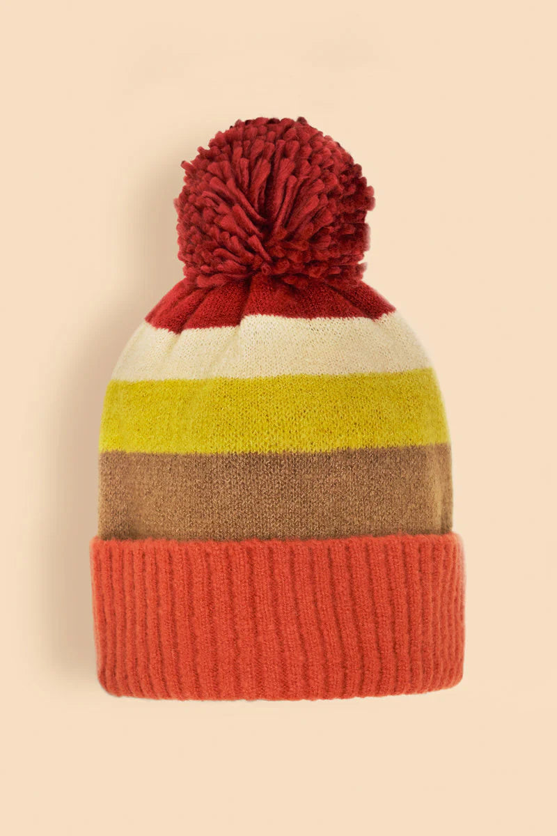 "Powder" Lilia Bobble Hat - Tangerine