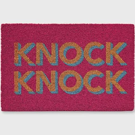 Pink "Knock Knock" Door Mat
