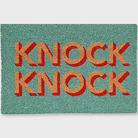 Green "Knock Knock" Door Mat