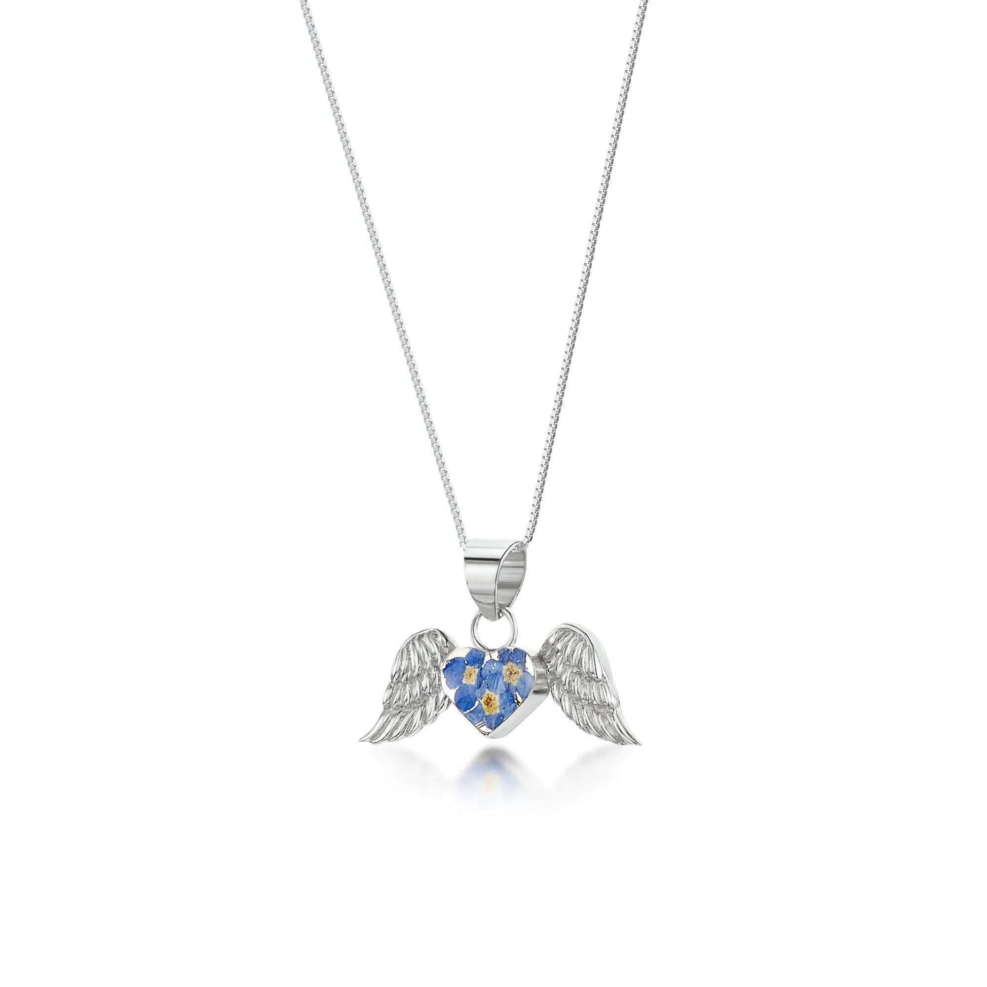 Shrieking Violet Forget Me Not "Angel Wing" Silver Necklace
