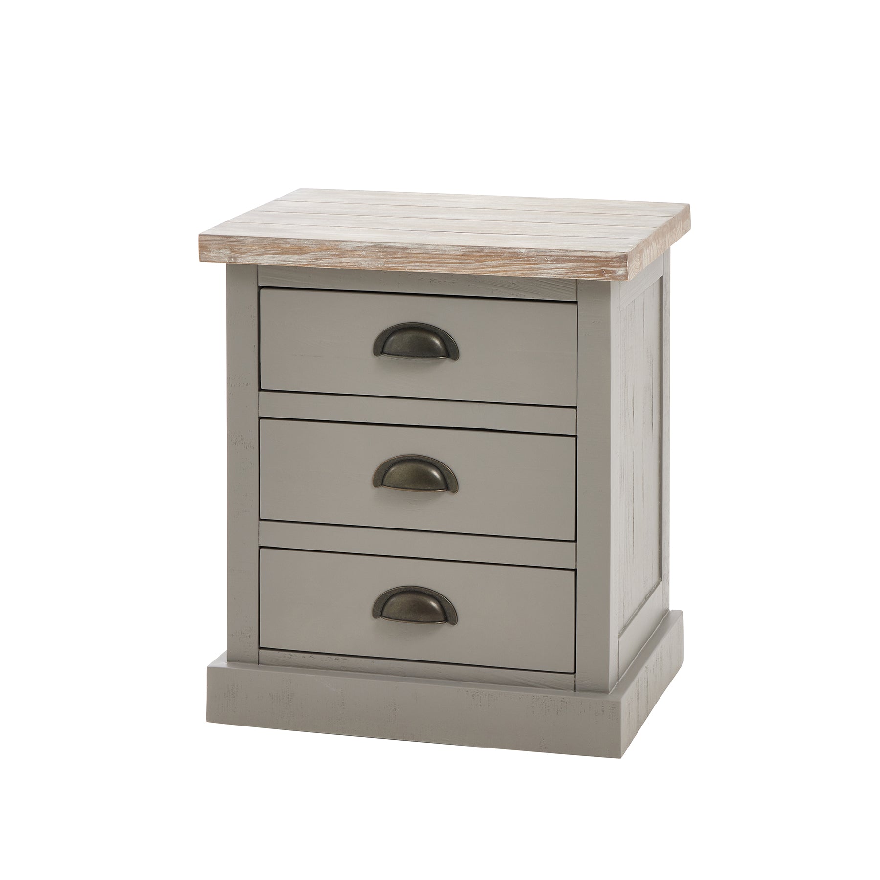 Hill Interiors "Oxley Three Drawer" Grey Bedside