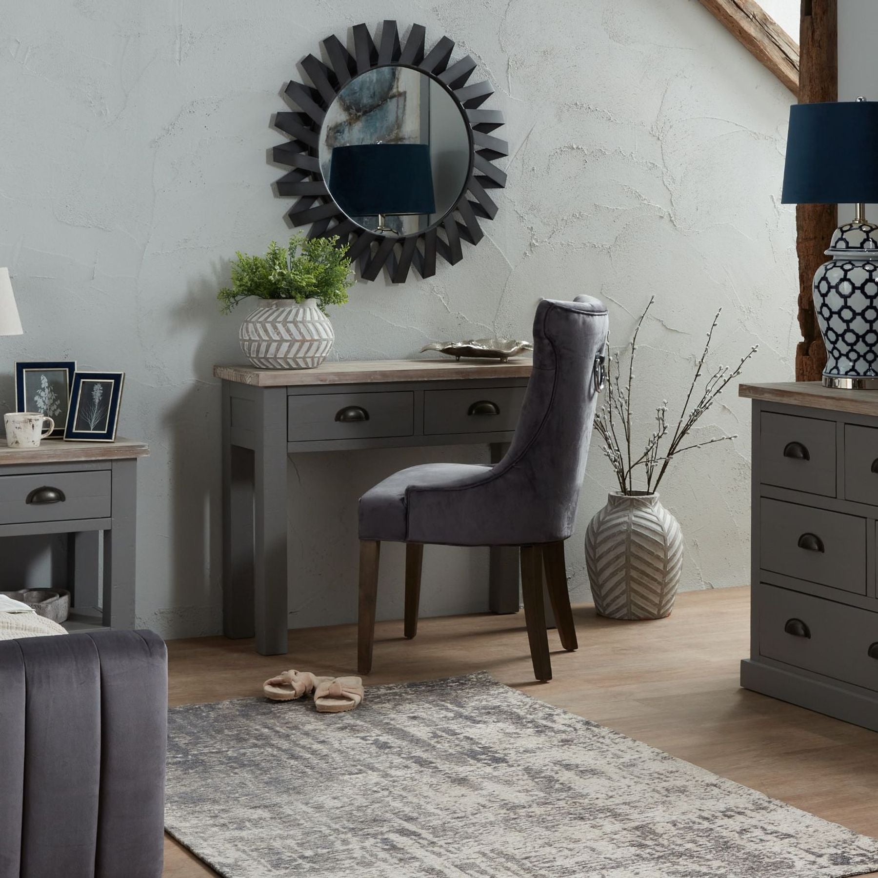 Hill Interiors "Oxley Two Drawer" Grey Console Table