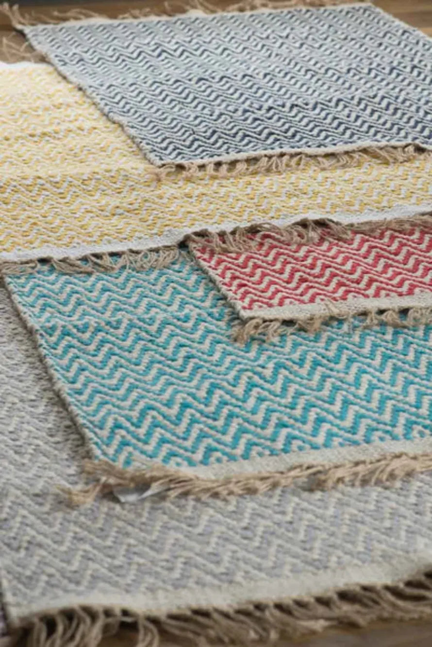 Indra Importer "Bright Pink Zig Zag" Chevron Recycled Cotton Rug