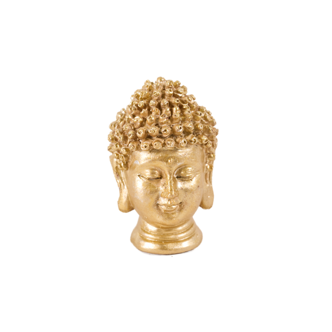 Miniature Antique Gold Buddha Head In Gift Bag 6cm