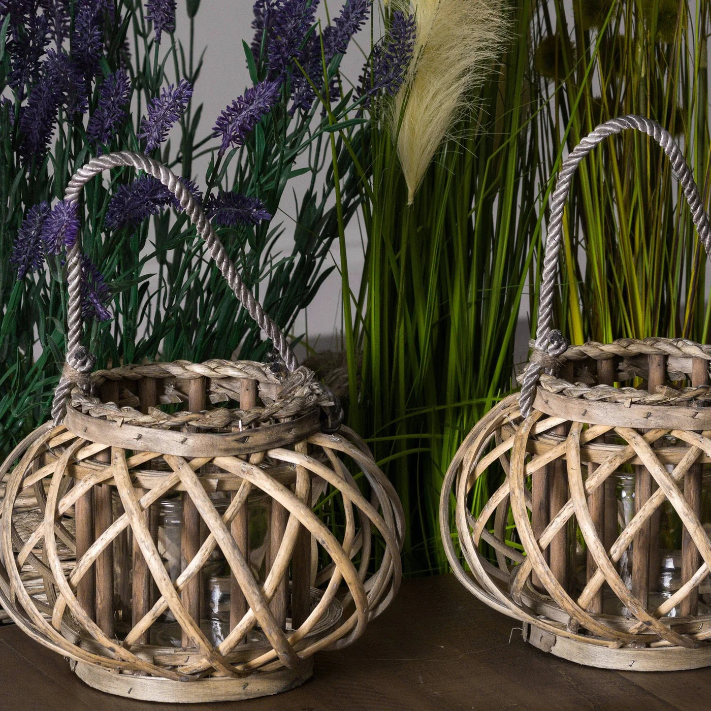 Hill Interiors Small Wicker "Basket" Lantern