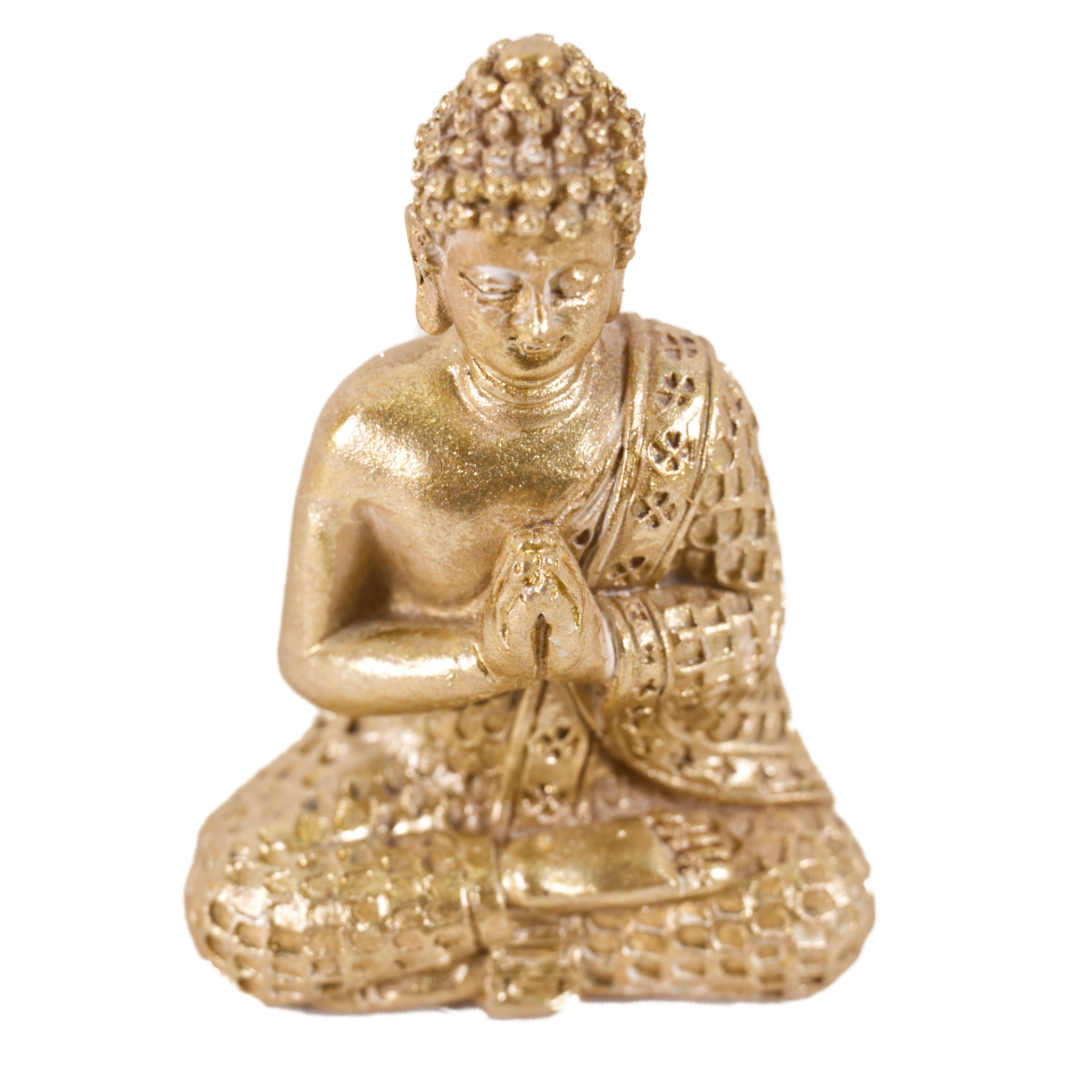 Miniature Antique Gold Buddha In Gift Bag 6cm