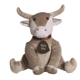 Fabric Grey "Molly Moo" Velvet Door Stop