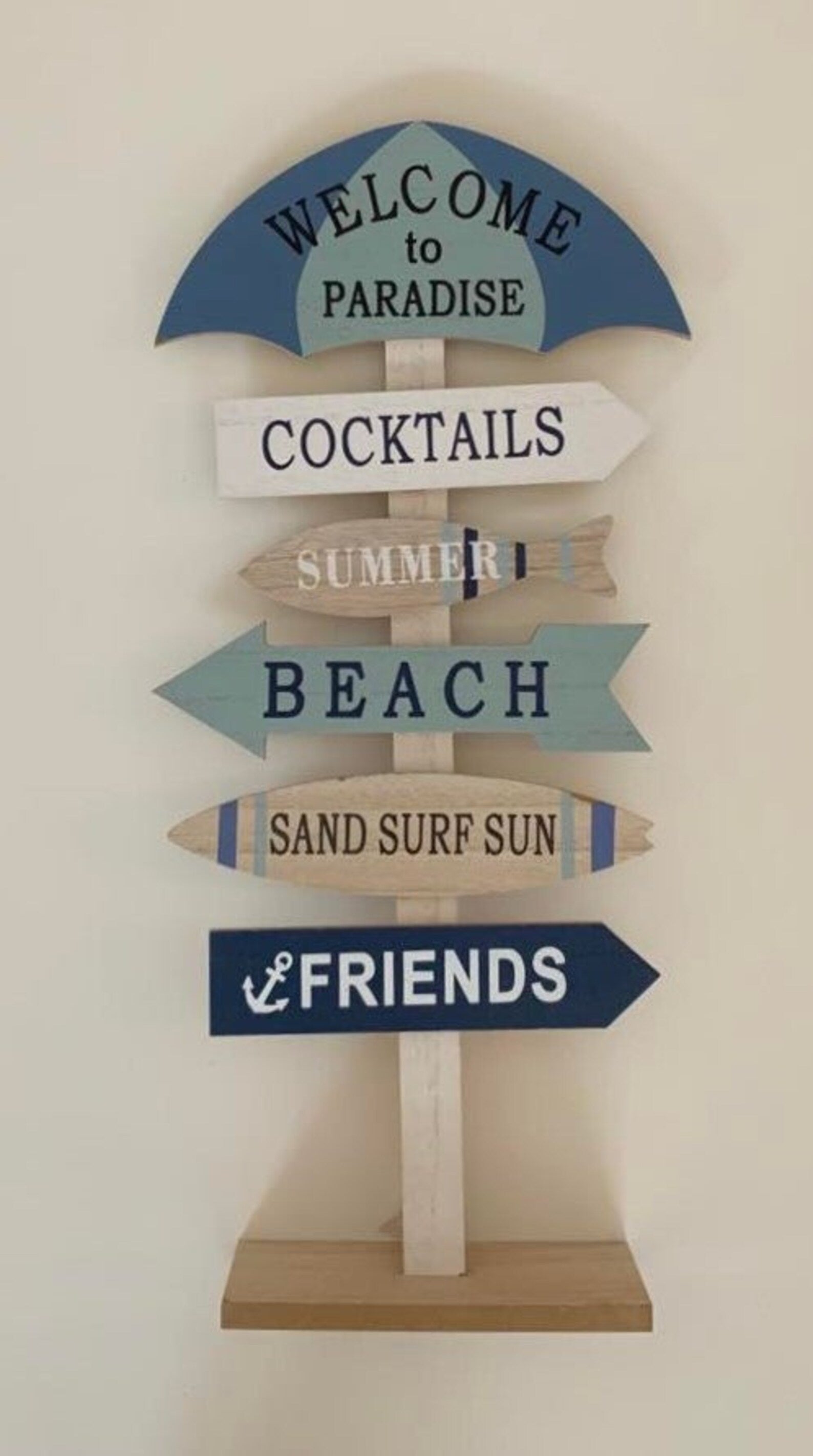 Nautical "Welcome To Paradise" Freestanding Sign