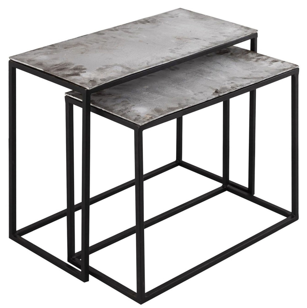 Hill Interiors Set Of Two "Farrah" Metal Side Tables