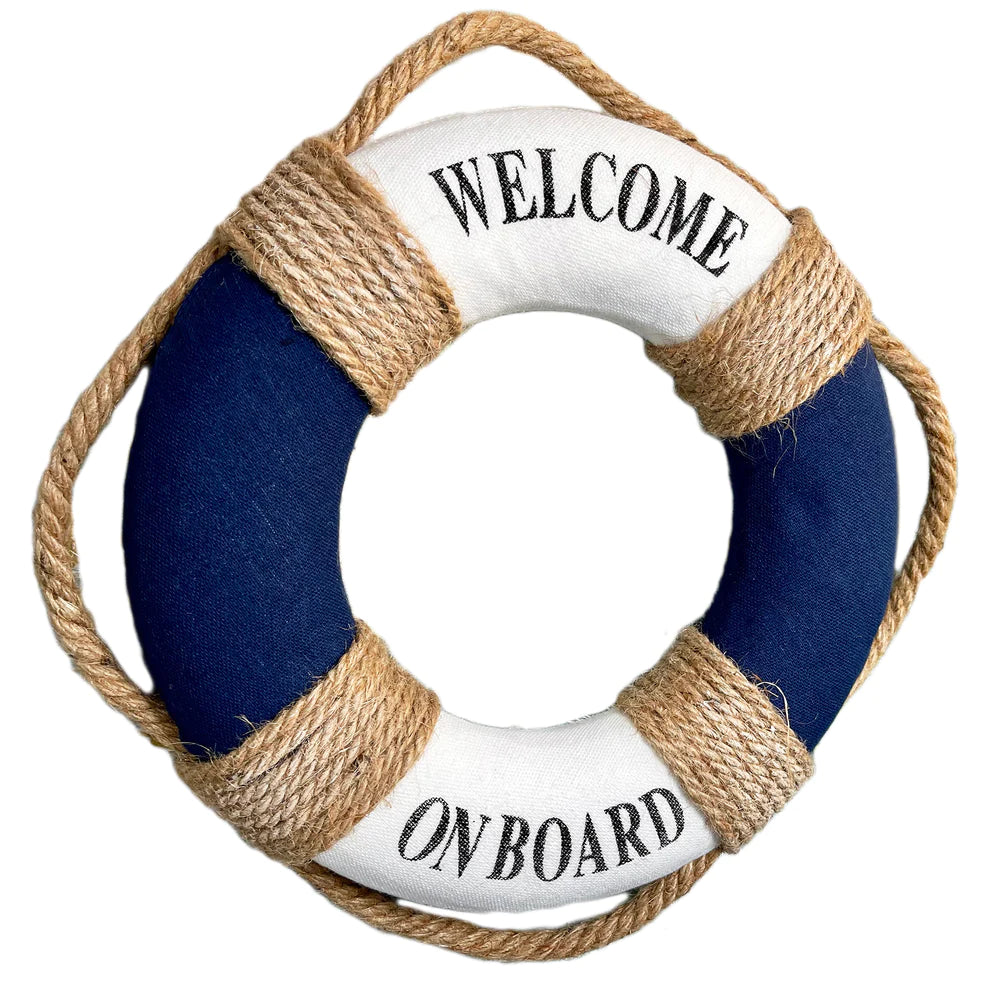 Nautical "Welcome Aboard" Navy Blue Life Ring 20cm