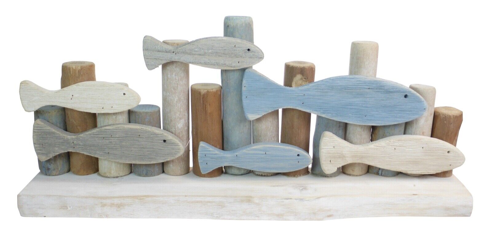 Nautical "Swimming Fish Shoal On Wooden Base"