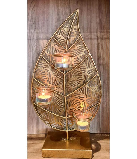 "Gold Leaf" Triple Tealight Holder