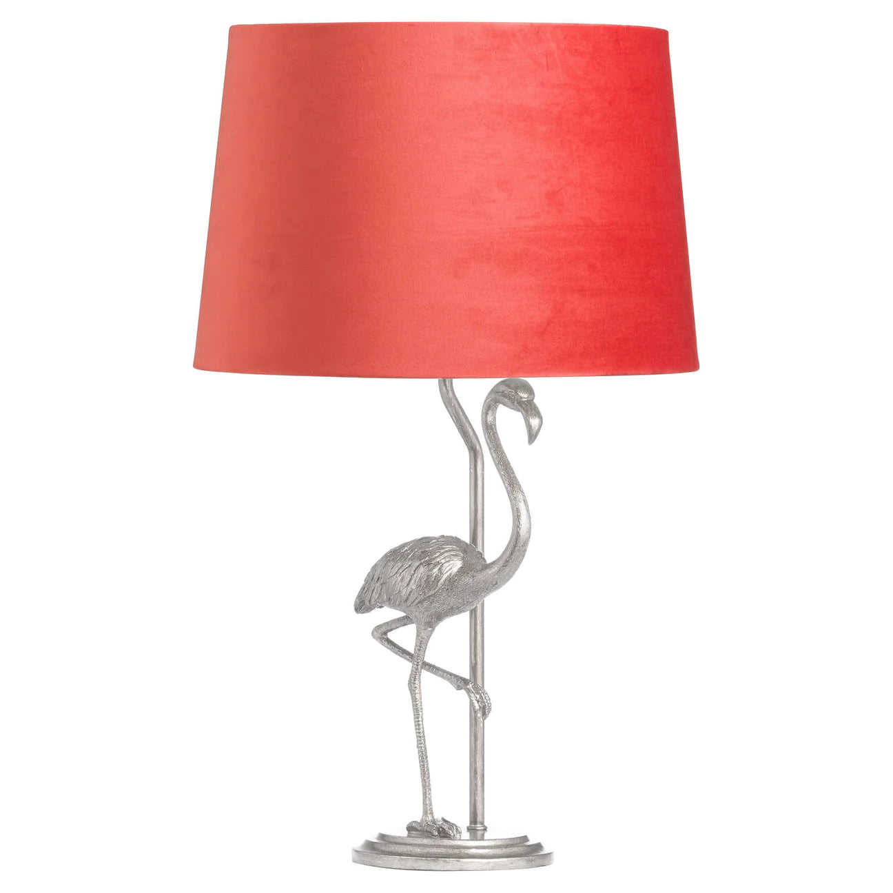 Hill Interiors Silver "Flamingo" Table Lamp With Coral Shade