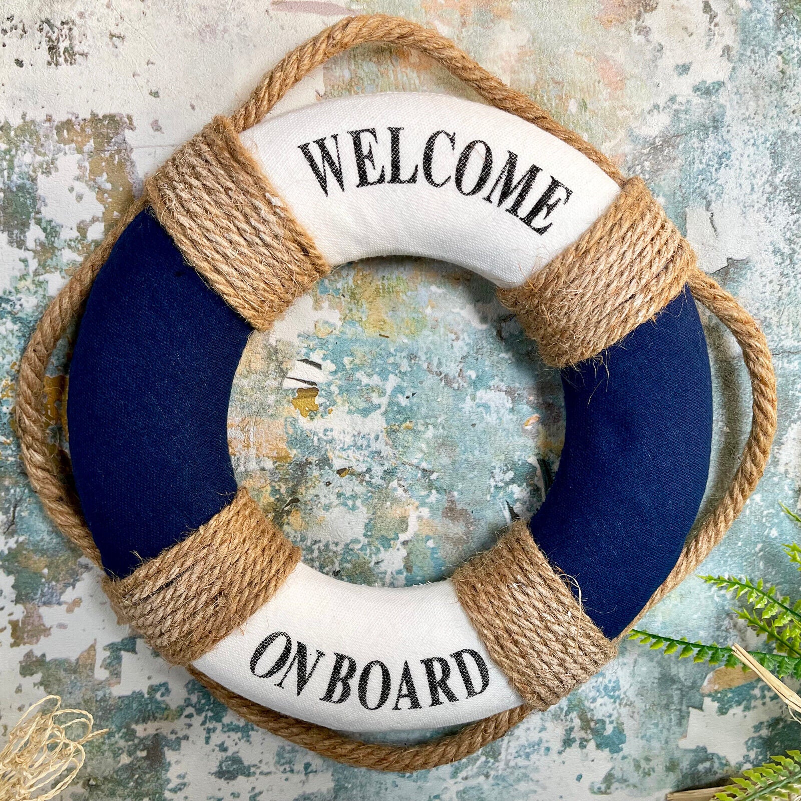 Nautical "Welcome Aboard" Navy Blue Life Ring 20cm