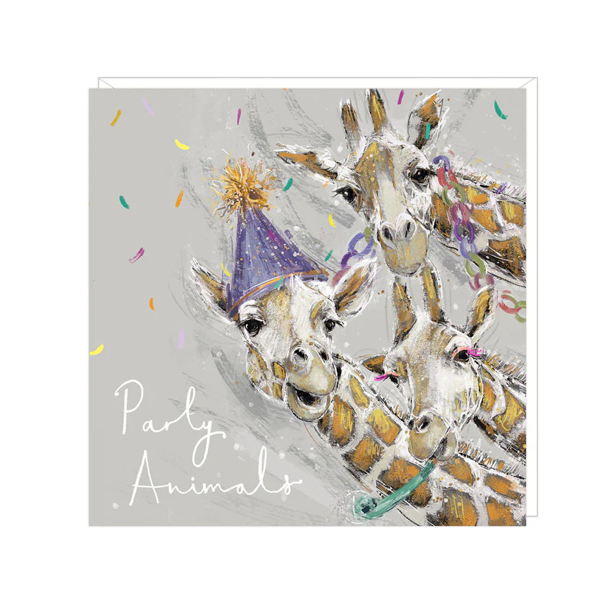 "Party Animals" Giraffe Art Beat Greeting Card